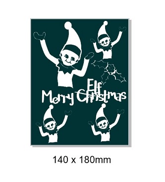 Merry Christmas elfmas. 140 x 180mm min buy 3